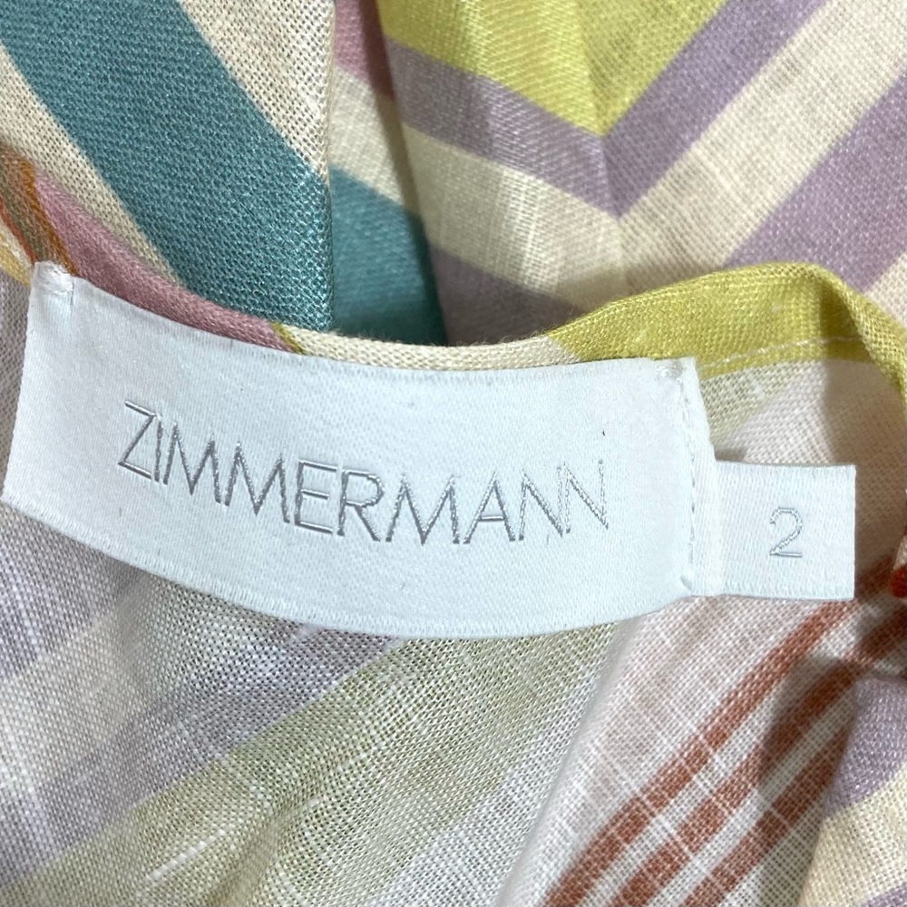 *SOLD* Zimmermann Halliday Stripe Bias Cut Long Sleeve Linen Maxi Dress US 8 NWT - Picture 4 of 15